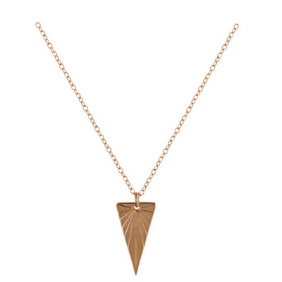 Sterling Silver Necklace Rose Gold Triangle Disk with Lines