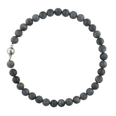 Sterling Silver Necklace Labradorite Beads with Plain Clasp