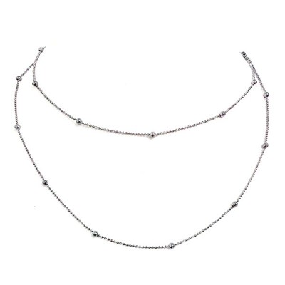 STERLING SILVER NECKLACE BEAD CHAINS 30 INCHES RUTHENIA PLATING