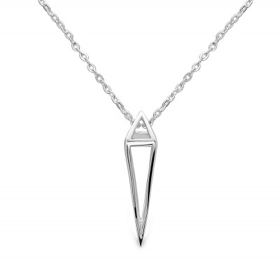Sterling Silver Necklace Plain Open Abstract Rhombus 16+2"