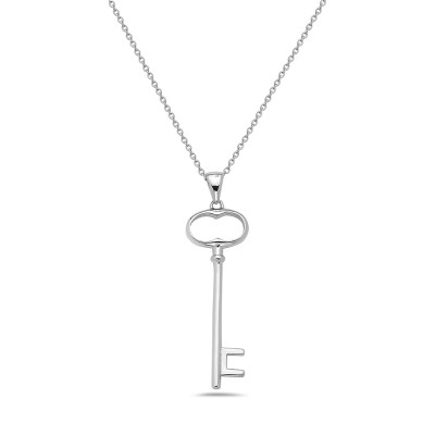 Sterling Silver Necklace 35mm Key Oval Top