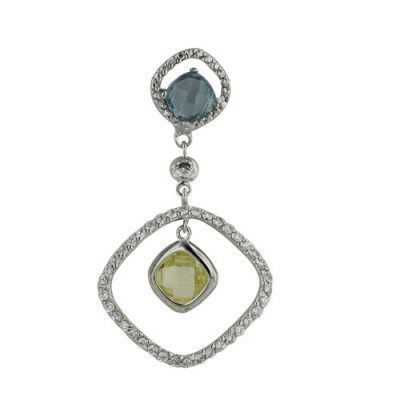 Brass Pendant Cl Cz Diamond Shape Dangle