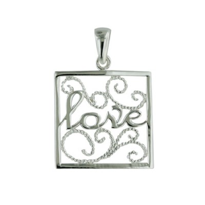 Brass Pendant Open Sq W/ Love And Rope