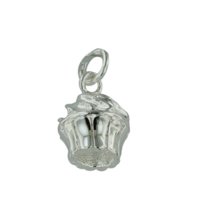 Brass Pendant Plain Silver Cupcake, Silver