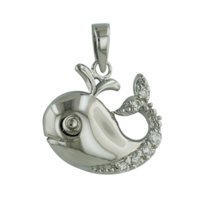 Brass Pendant Whale W/ Cl Cz Paved Tail