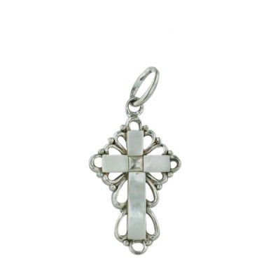 Brass Pendant Mop Cross Cloud Sides, White