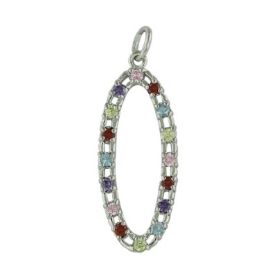 Brass Pendant Elongated Open Oval Mc Cz