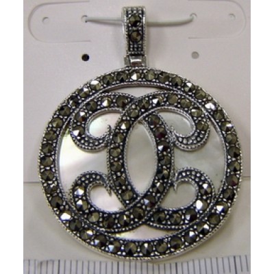 Marcasite Pndt Script C with Mother of Pearl