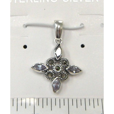 Marcasite Pendant 5 Bezel with 4 Lv Cubic Zirconia Marquis
