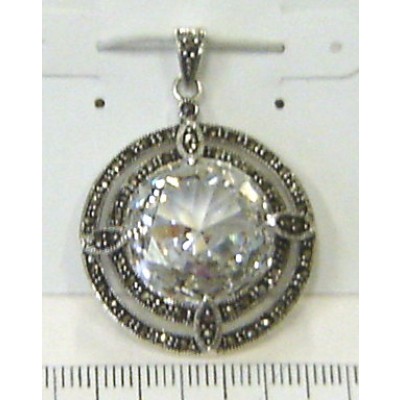 Marcasite Set Round Clear Cubic Zirconia with 4 Marquis