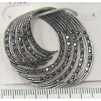 Marcasite Pendant 5 Line Swirl