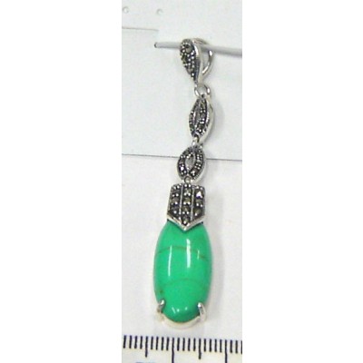 Marcasite Pendant Tear Drop+2 Marquis+Long Faux Turquoise Oval Drop