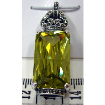 Marcasite Pendant 24X14mm Rectangular Light Per.Cubic Zirconia with Marcasite on Top+Bottom