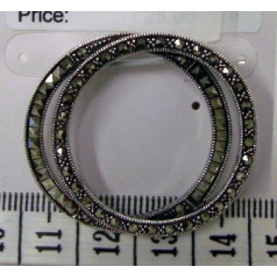 Marcasite Pendant Double 34mm Circle with 1 Square Cut Marcasite