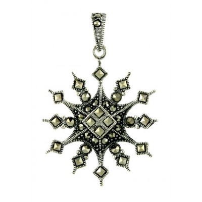 Marcasite Pendant Square Cut Marcasite Ctr Snowflake