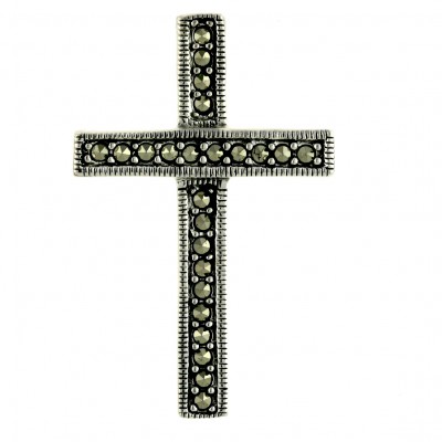 Marcasite Pendant L=44mm+W=28mm Marcasite Bar Cross