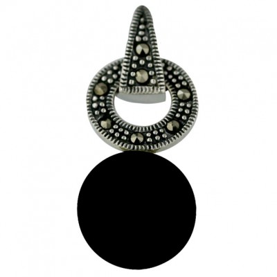 Marcasite Pendant Marcasite Circle with 14mm Onyx (K61) Ball (2M-1760)