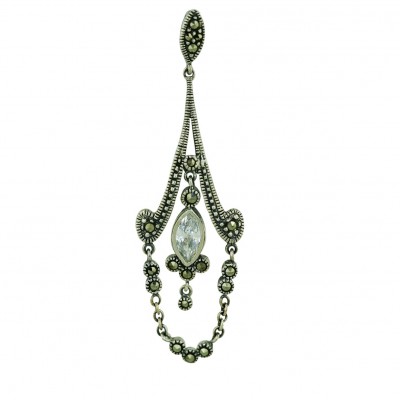 Marcasite Pendant Clear Cubic Zirconia Marquis Dangle Chandelier with Marcasite Dra