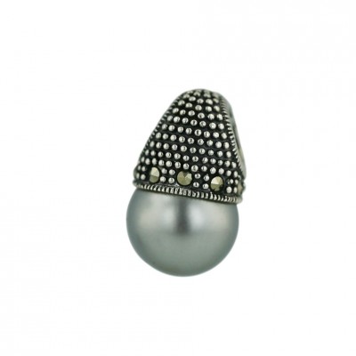 Marcasite Pendant Latch Gray Faux Pearl 12mm