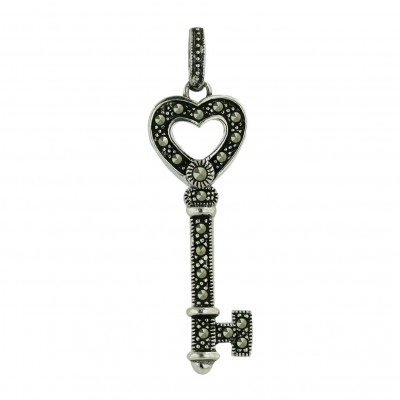 Marcasite Pendant Open 45 mm L Heart Key
