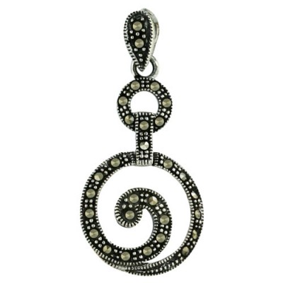 Marcasite Pendant Open Pave Marcasite Round Swirl