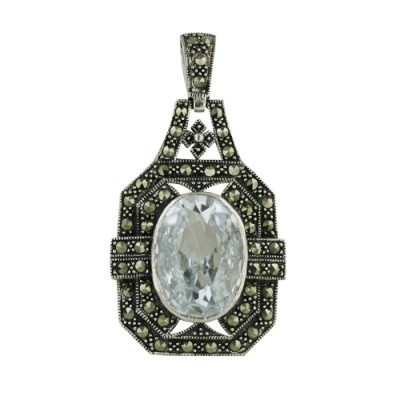 Marcasite Pendant 18X13mm Clear Cubic Zirconia on Marc. Bezel