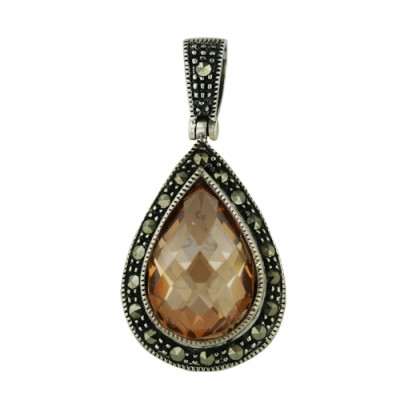 Marcasite Pendant 12X18mm Champ. Teardrop Dangle