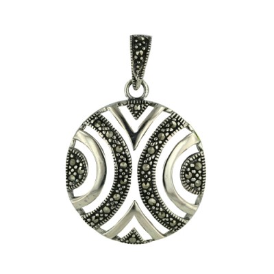 Marcasite Pendant Hollow Round Dome Marcasite Form "X" De