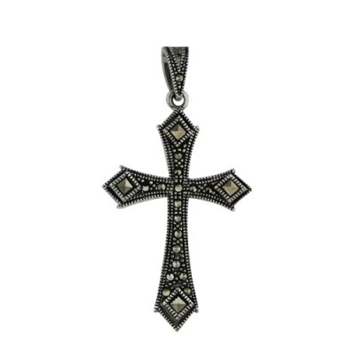 Marcasite Pendant Marcasite Cross with Square Marcasite on