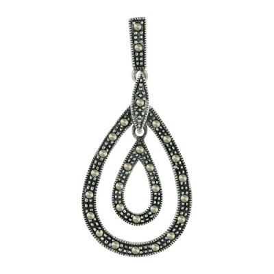 Marcasite Pendant Two Marcasite Hollow Teardrop