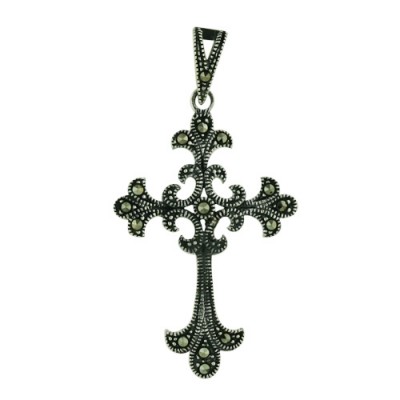 Marcasite Pendant Plain Cross Filigree