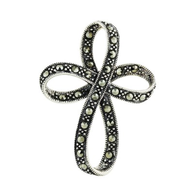 Marcasite Pendant Plain Open 8 Shaped Cross