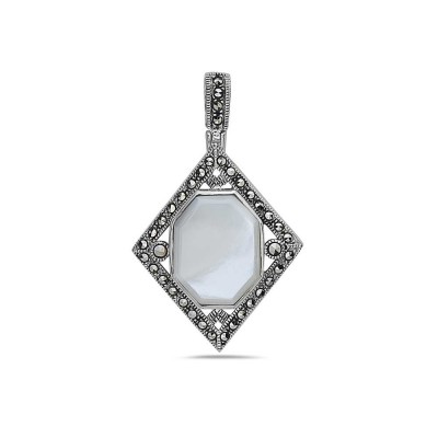 Marcasite PENDANT OCTAGON MOTHER OF PEARL