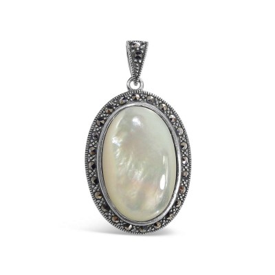 Marcasite Pendant Oval Mother of Pearl Marcasite Wrap