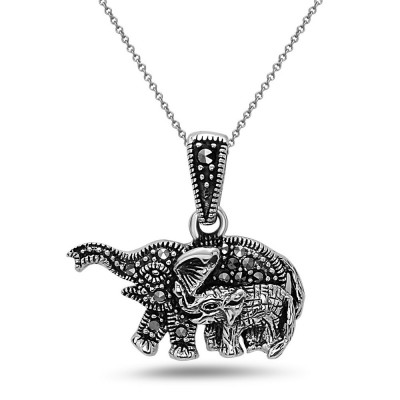 MARCASITE PENDANT MARCASITE PAVE BIG AND SMALL ELEPHANT