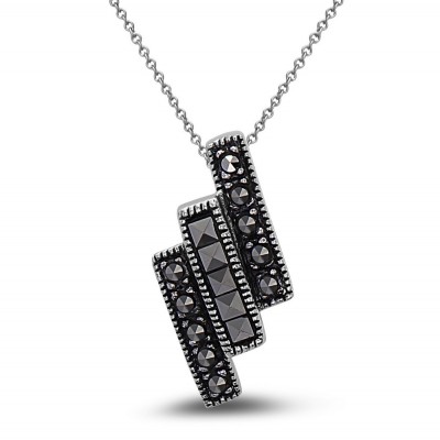 MARCASITE PENDANT 3 LINES SQUARE CUT