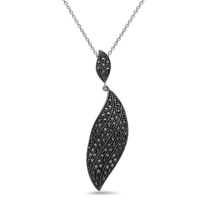 MARCASITE PENDANT WAVY MARQUIS