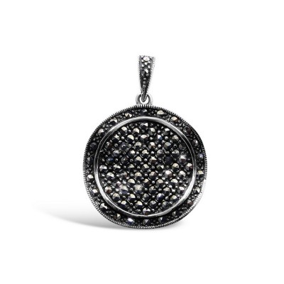 MARCASITE PENDANT WAVY SURFACE ROUND