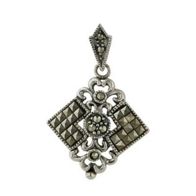 Marcasite Pendant 20X32 mmsqr Cut Victorian
