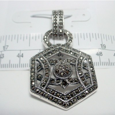 Marcasite Pendant Hexgon Filigree
