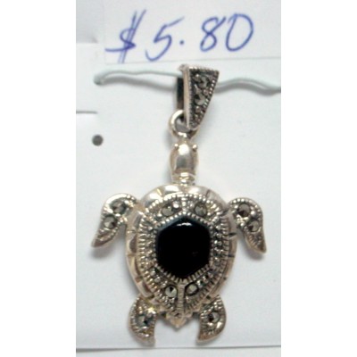 Marcasite Pendant Turtle Onyx