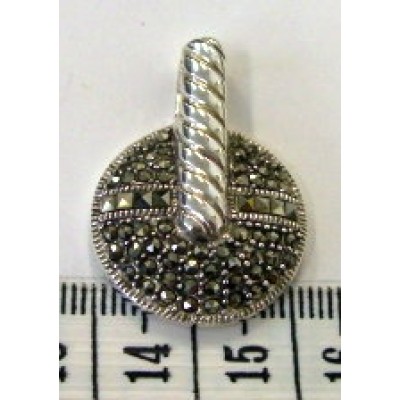 Marcasite Pendant Round 1 Line Square Marcasite