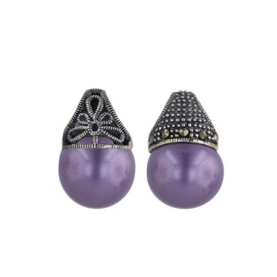 Marcasite Pdnt13mm Purple Pearl Ball One Sade Filigree Marcasite