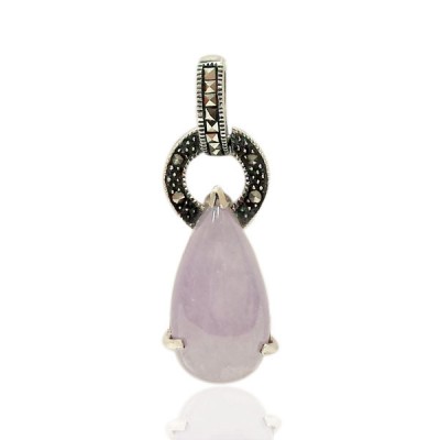 Marcasite Pendant Teardrop P. Jade Open Circle Top