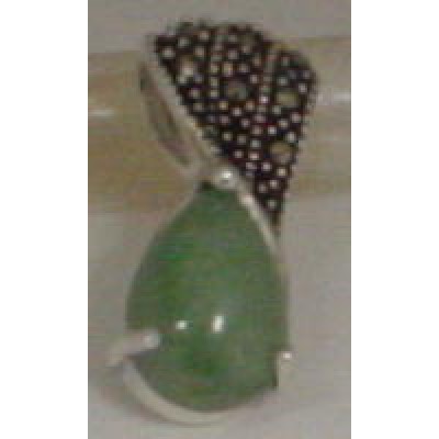 Marcasite Pendant Teardrop Jade