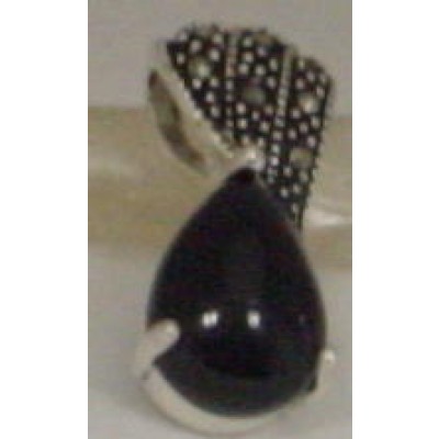Marcasite Pendant Teardrop Onyx
