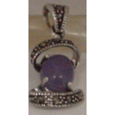Marcasite Pendant P. Jade Ribbon