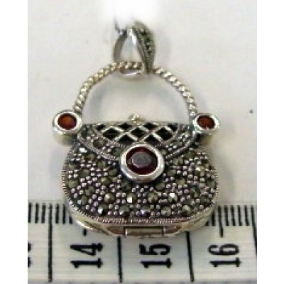 Marcasite Pndt Lady Purse with Twist Strap + 2 Grnt Cubic Zirconia Beze