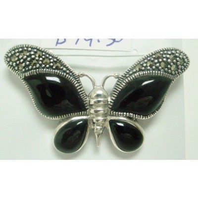 Marcasite Pendant Butterfly Onyx