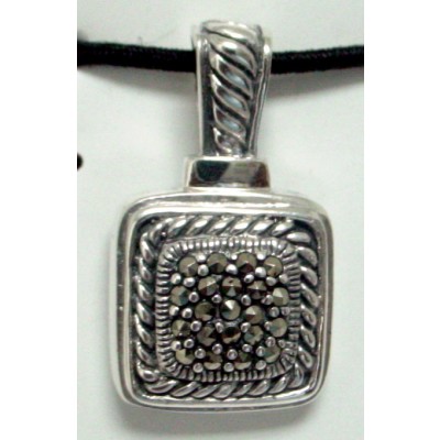 Marcasite Pendant Square Marcasite with Rope Around